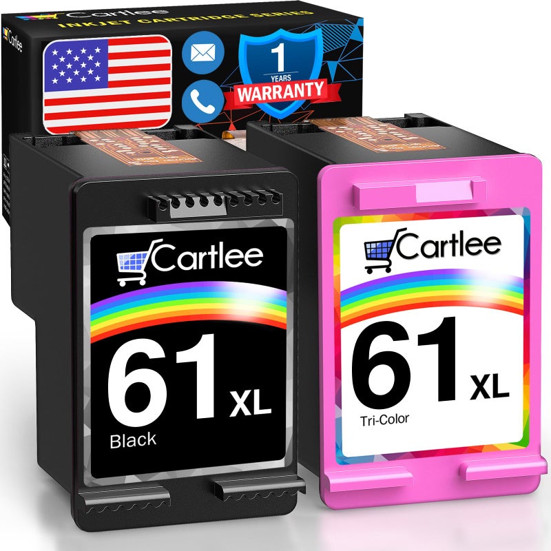 Cartlee Remanufactured Ink Cartridges Replacement for HP 61 Ink Cartridge Combo Pack for HP 61 cartridges for Envy 4500 61xl Printer Cartridges (Black and Color) - Image 1